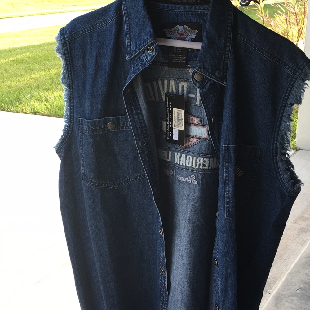 Harley Davison button up tank top